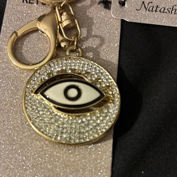 Natasha Couture Gold and Black Eye Keychain - Picture 2 of 4